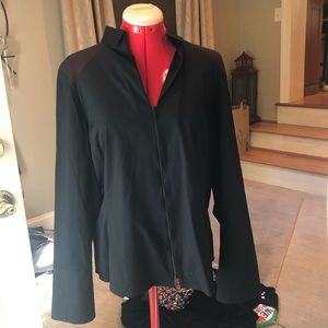 Lafayette 148 stretch cotton zip up blouse